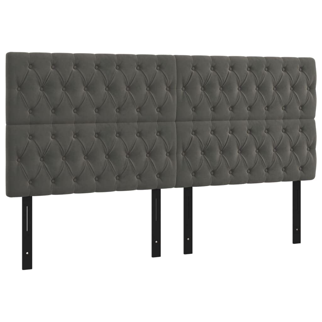 Vidaxl Led Headboard, Upholstered Headboard For Bed Home, Bed Headboard With Led Light, Bedroom Furniture, Dark Gray 63"X2.8"X46.5"/50.4" Velvet